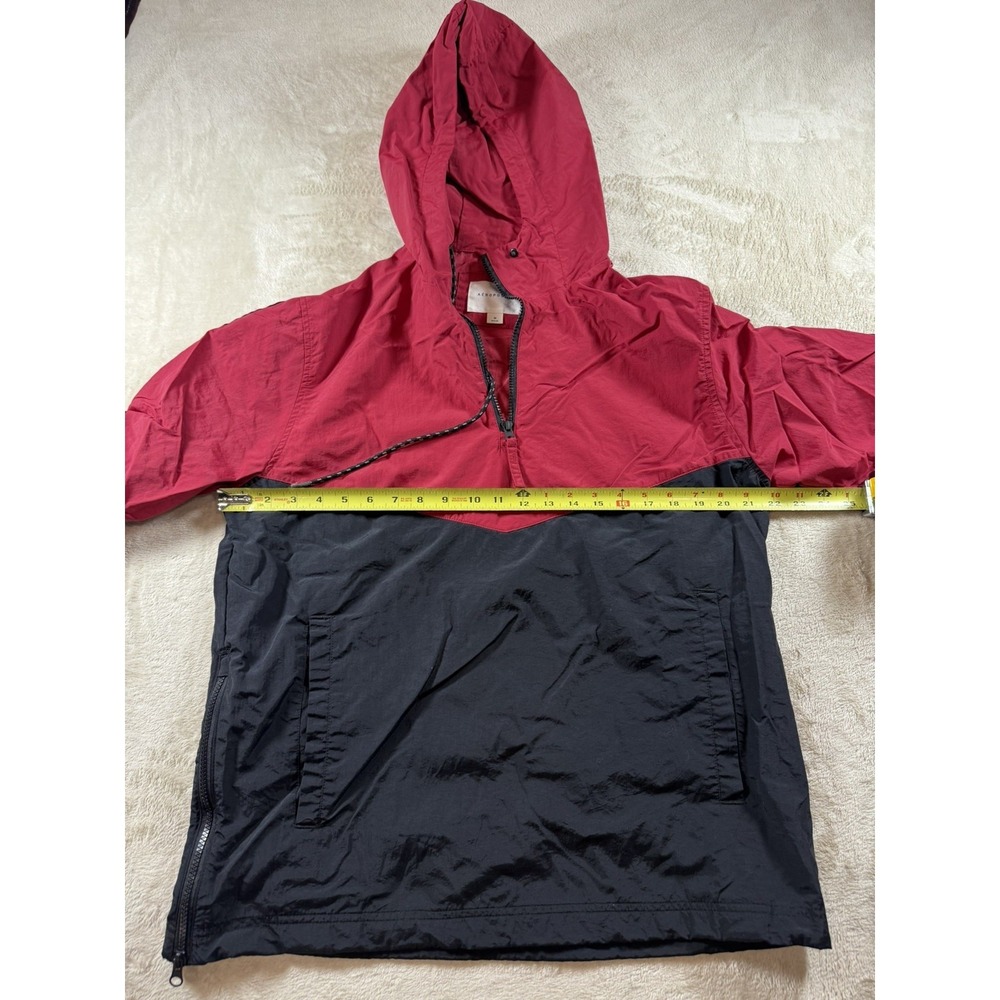 Aeropostale Mens  Colorblock Nylon Windbreaker 1/4 Zip‎ Hoodie Jacket red/ Black - Picture 7 of 14